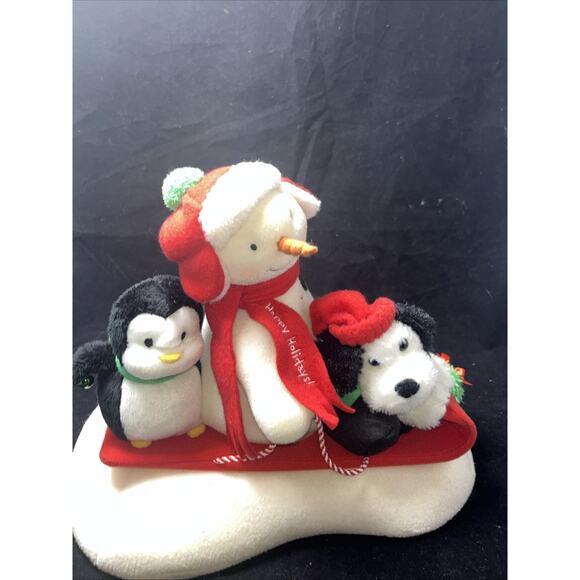 Vintage Hallmark 2007 Jingle Pals Snowman Snow What Fun Sledders Penguin Dog - Picture 3 of 8